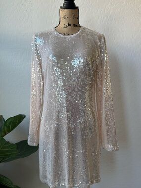 Gianni Bini Park City Ruby Sequin Dove Dress Size L